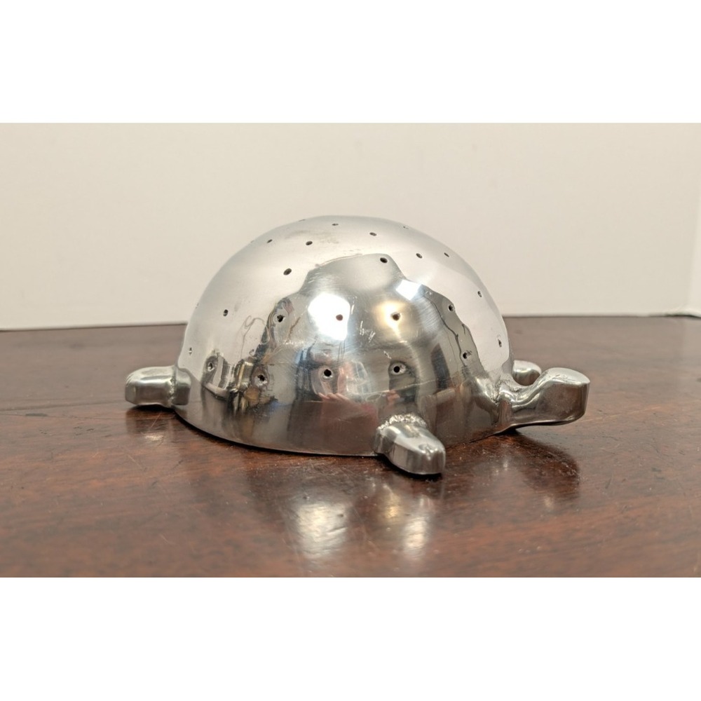 Vintage Aluminum Turtle Decor Figurine Perforated Shell Made in Mexico